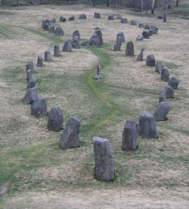 Stone ship burial from Anund, Sweden.