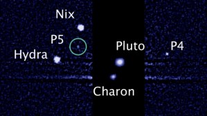 Pluto and its moons, courtesy of the Hubble Spacecraft.