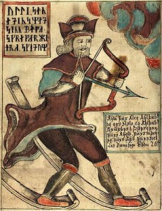 ullr with bow and skis