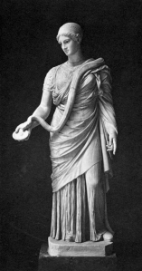 Hygeia feeding her snake.