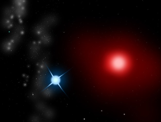 Antares A and B. From Wikimedia commons, image by Sephirohq.
