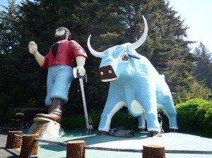 Paul Bunyan and Babe, his blue ox. Wikimedia.