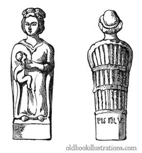 Terracotta statuette found at Le Châtelet-sur-Meuse bearing the inscription pistillus. Lucina is an epithet referring to Juno as goddess of childbirth.